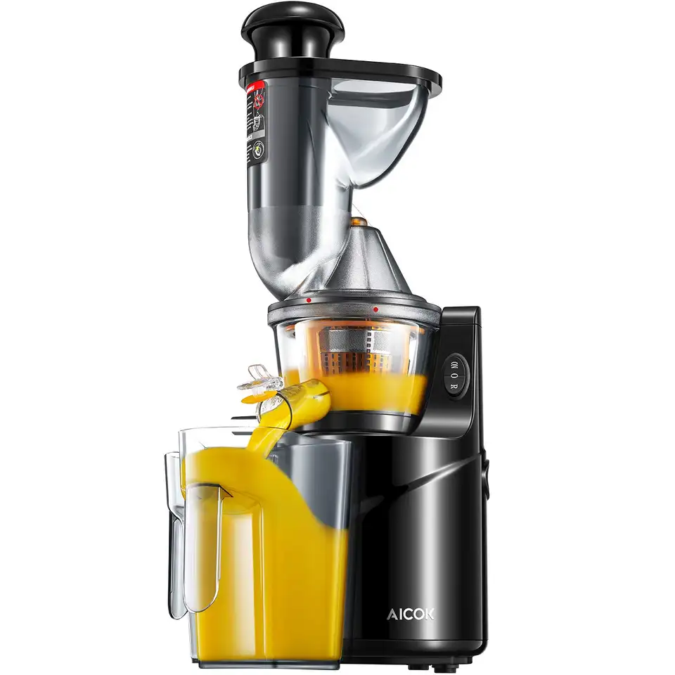 Slow Juicer, Slow Masticating Juicer Machine, Easy to Clean, Quiet Motor & Reverse Function, BPA-Free