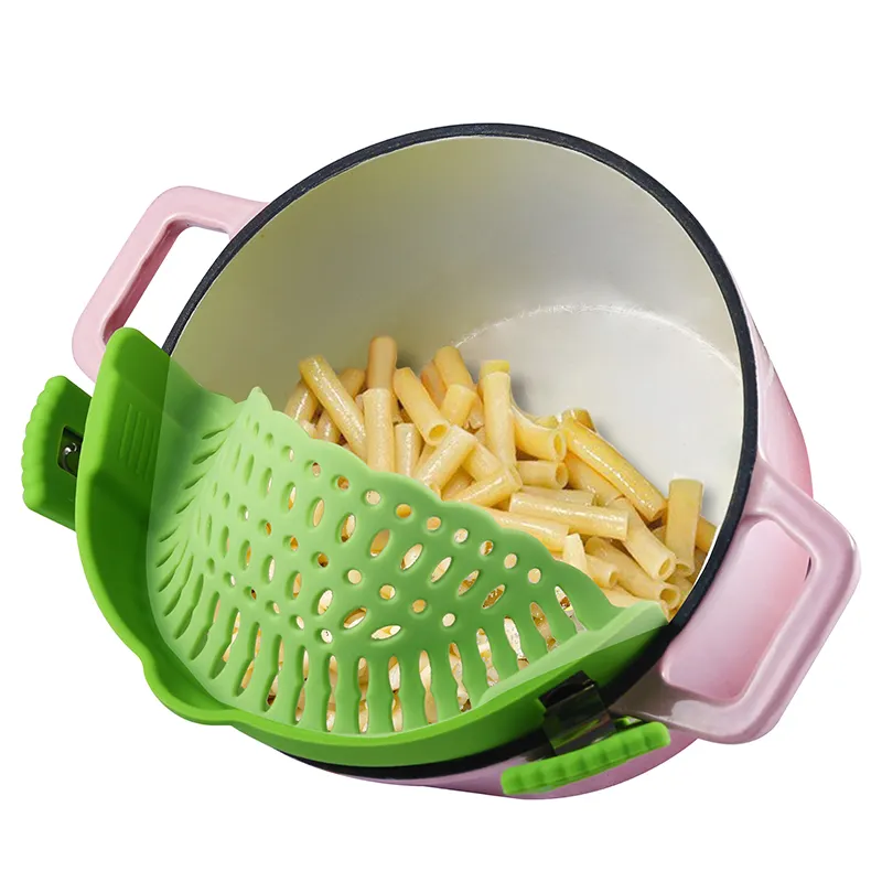 Kitchen Adjustable Pasta Silicone Clip On Food Strainer silicone pasta pot strainer