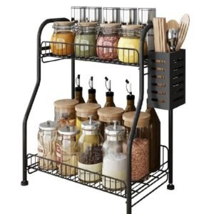 Kitchen Large Knocked-Down Spice Rack, Seasoning Organizer Standing Bathroom Storage Shelf Rack