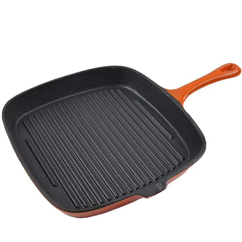 Wholesale Steak Frying Pan Pre-Seasoned Cast Iron Pot Kitchen Cookware Induction Square Cast Iron Griddle Grill Pan