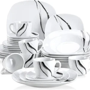 Elegant SquareTableware Set New Design Porcelain Dinner Plates Ceramic Bone china 30 pcs Dinner Set Dinnerware Set For 6 People