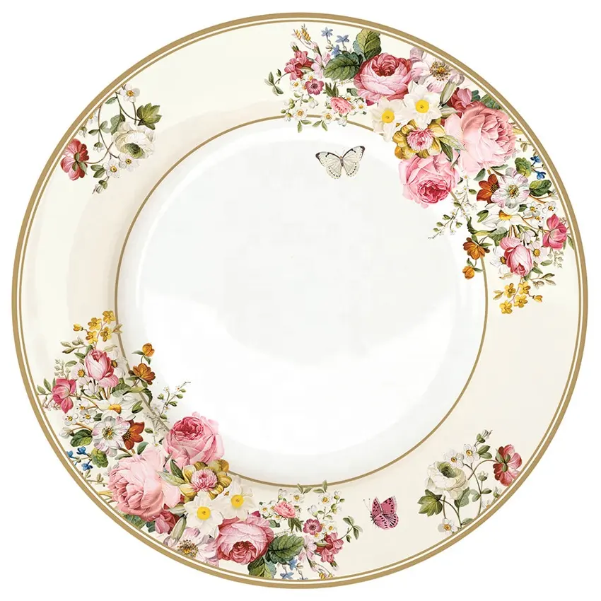 18pcs Nordic pastoral style dessert plates western porcelain dishes OEM wholesale for Restaurants royal plates