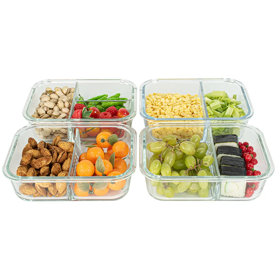 Heat resistant microwavable Superior Glass Food Storage Containers Set Safe Food Containers