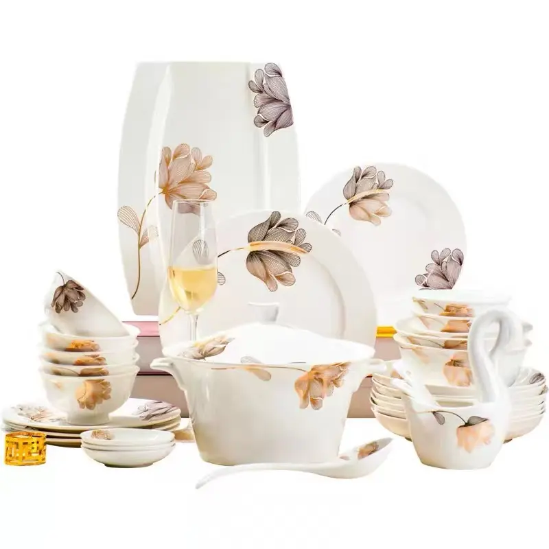 Hotel Supply Fine China Dinnerware Sets Tableware Dinner Set Charger Salad Dessert Plate Dish Cereal Bowl Coupe Cake Dish